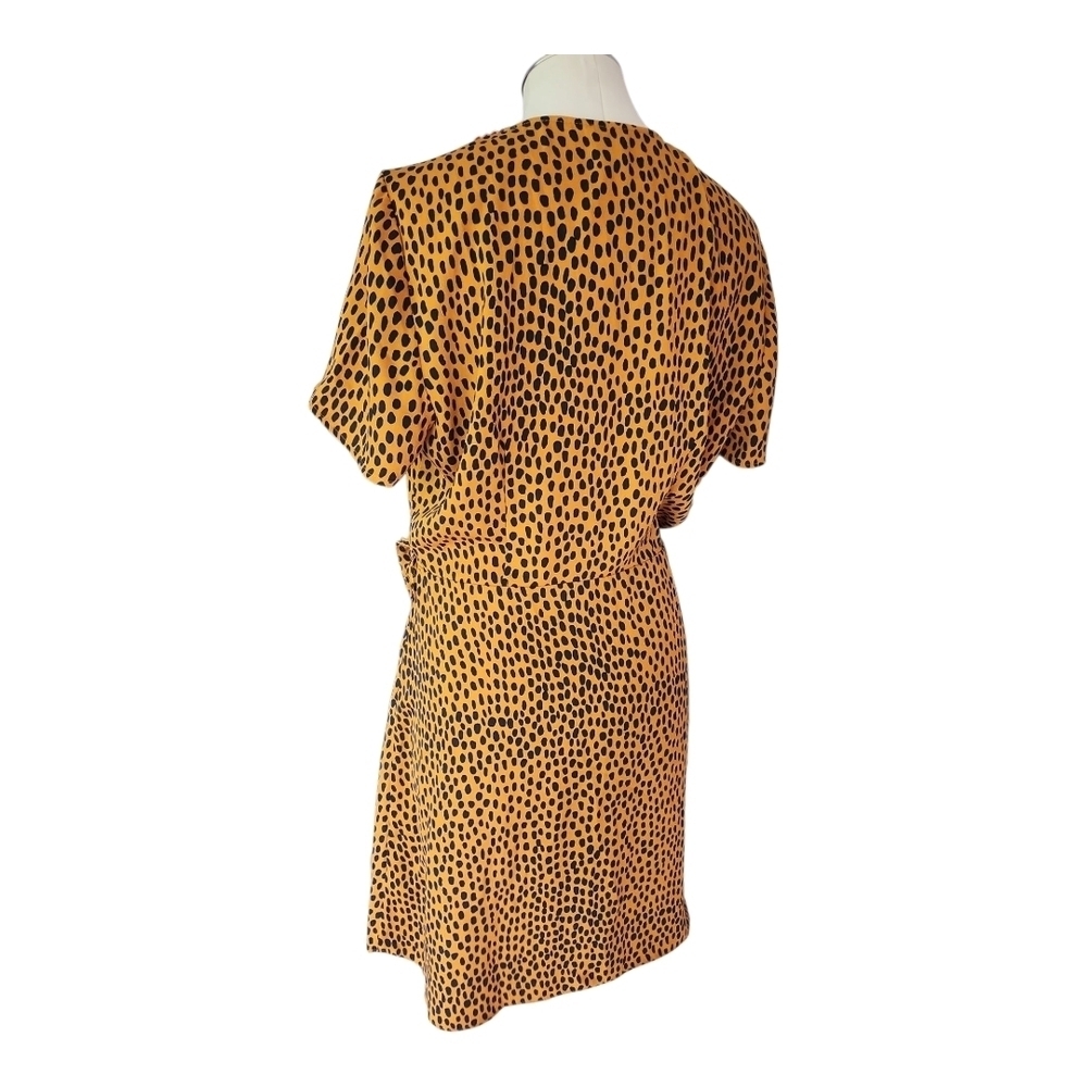 J.Crew NWT Leopard Print Wrap Dress Size 10 Short Sleeve V-Neck 100% Polyester - Picture 4 of 14
